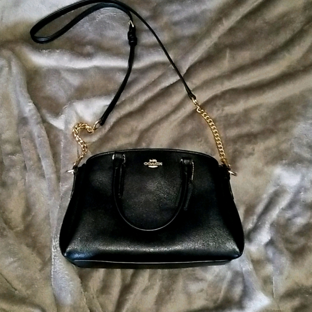 Coach midsize crossbody black leather bag